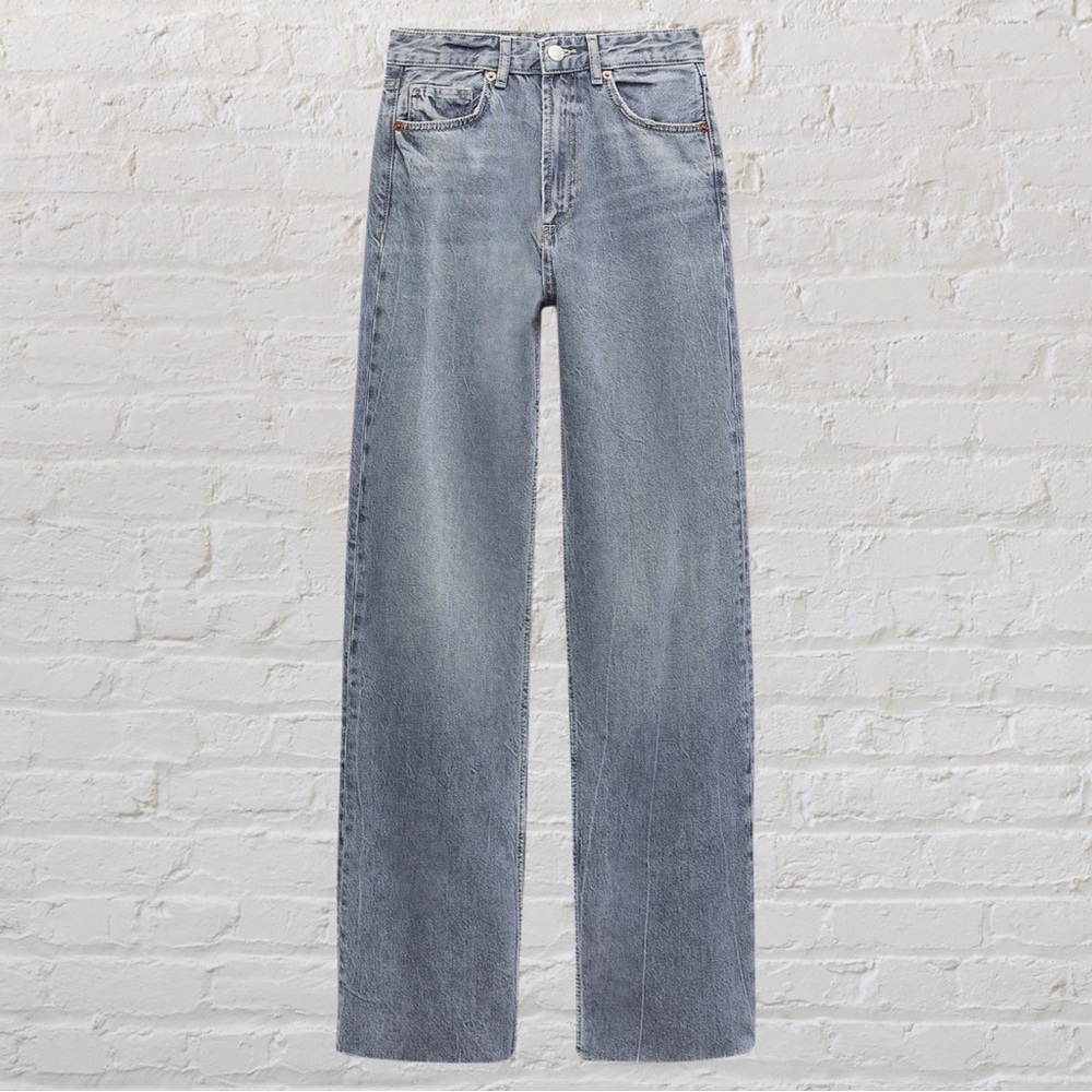 ZARA TRF HIGH RISE WIDE LEG JEANS SIZE 30